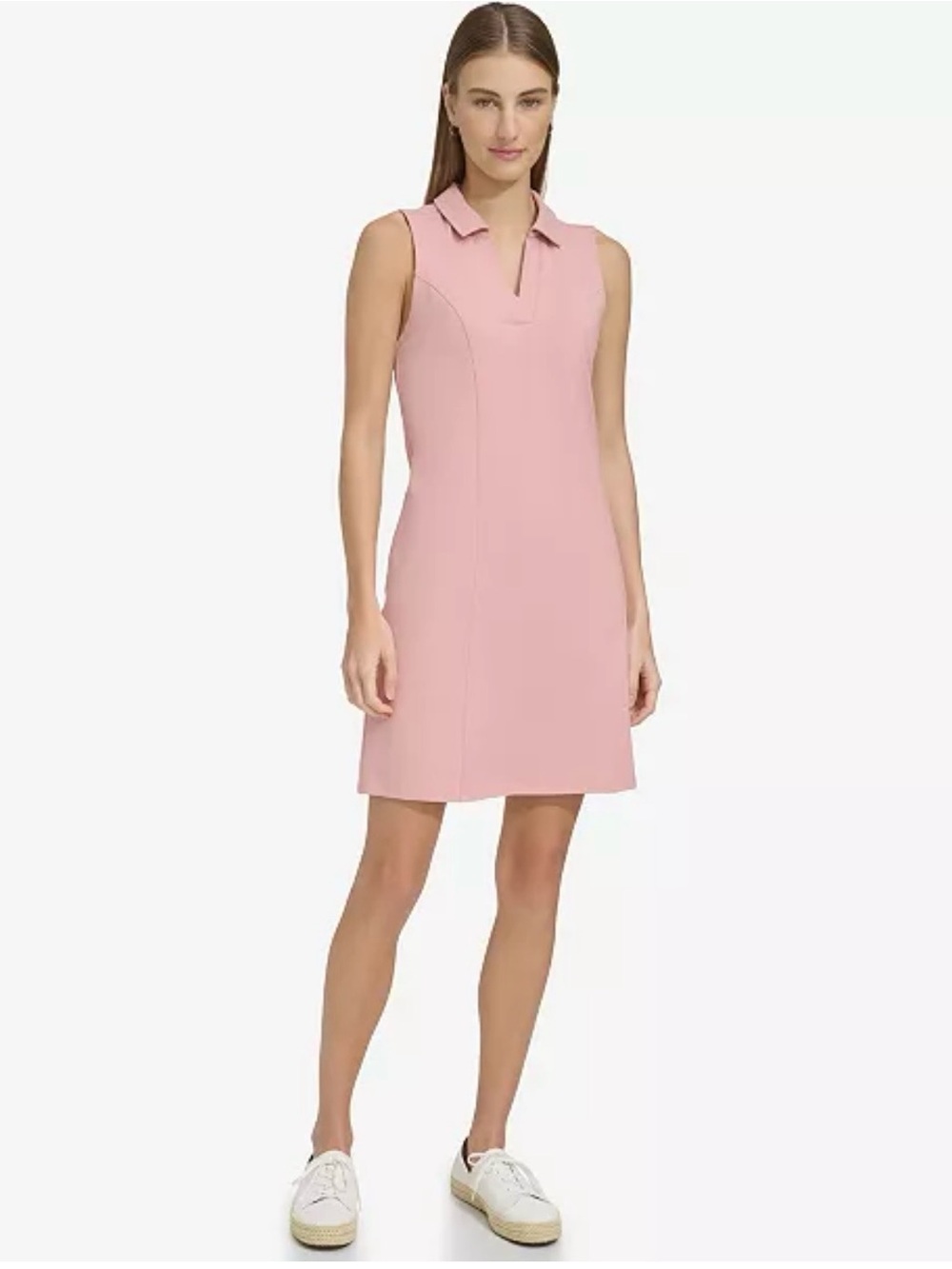 Andrew Marc Tennis Dress Sleeveless Pink Mauve Polo Shift Stretch Athletic MED